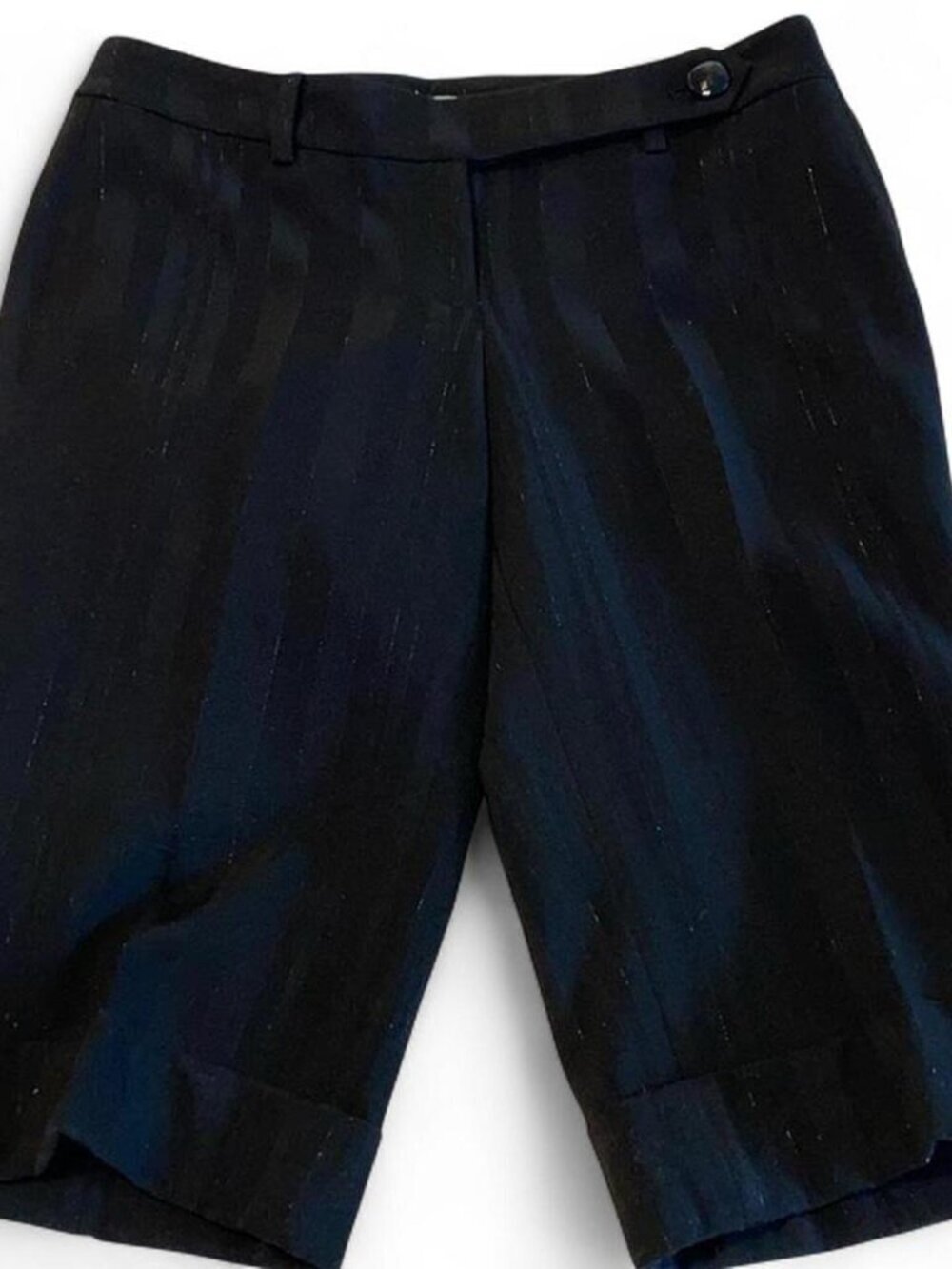 Women's Black Silver Striped Bermuda Shorts